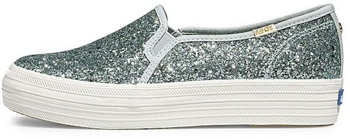 (Women) Keds x Kate Spade New York Triple Decker 'Glitter Green Slip-On' WF60476 (Women) Keds x Kate Spade New York Triple Decker 'Glitter Green Slip-On' WF60476