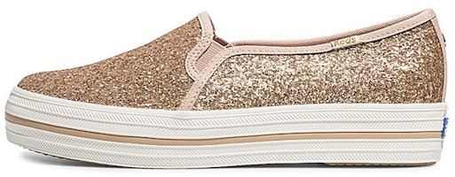 (Women) Keds x Kate Spade New York Triple Decker Slip-On 'Rose Gold Glitter' WF58740 (Women) Keds x Kate Spade New York Triple Decker Slip-On 'Rose Gold Glitter' WF58740