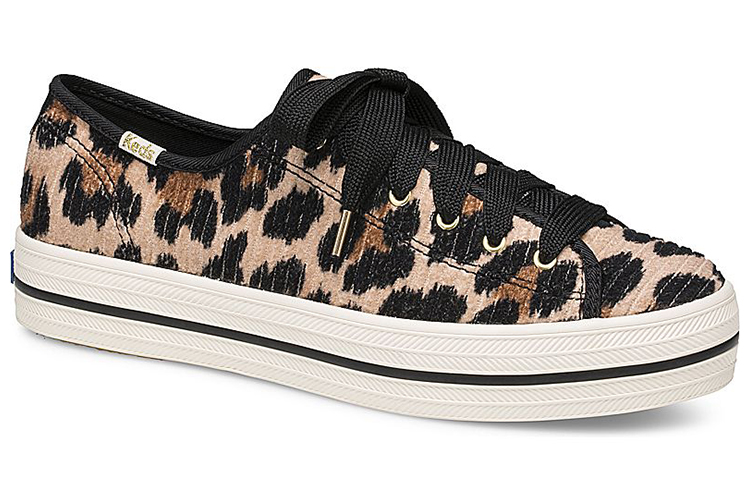 Shop (W) Keds x Kate Spade New York Triple Kick 'Leopard Corduroy Hitam Coklat' WF61647