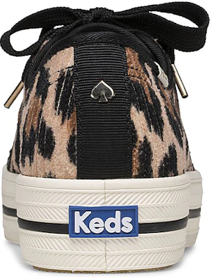 (W) Keds x Kate Spade New York Triple Kick 'Leopard Corduroy Hitam Coklat' WF61647 Details for (W) Keds x Kate Spade New York Triple Kick 'Leopard Corduroy Hitam Coklat' WF61647