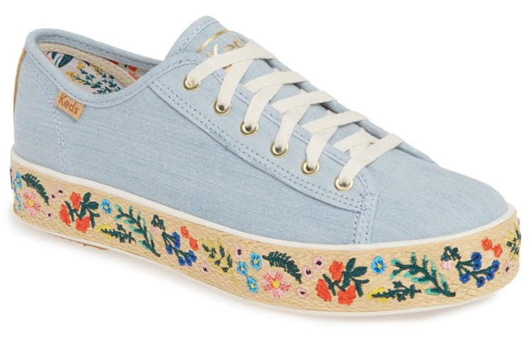 (W) Keds Rifle Paper Co. Triple Kick 'Rosalie Embroidered Jute Blue' 圖 2