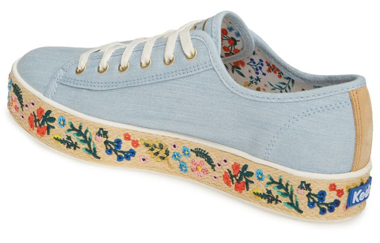 (W) Keds Rifle Paper Co. Triple Kick 'Rosalie Embroidered Jute Blue' 圖 3