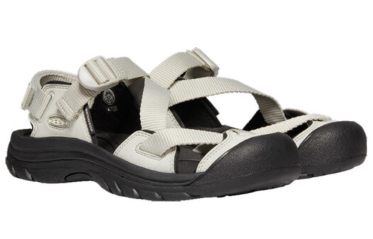 Lookbook KEEN ZERRAPORT II 戶外一字扣式休閒露營包頭涼鞋溯溪鞋 女款 黑色/白色
