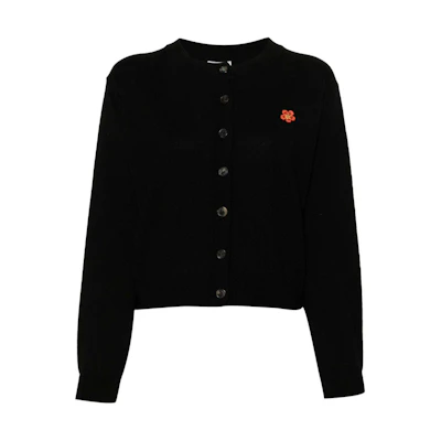 (Women) KENZO Black Crewneck Button-Up Long Sleeve Sweater FE52CA4523LB99J