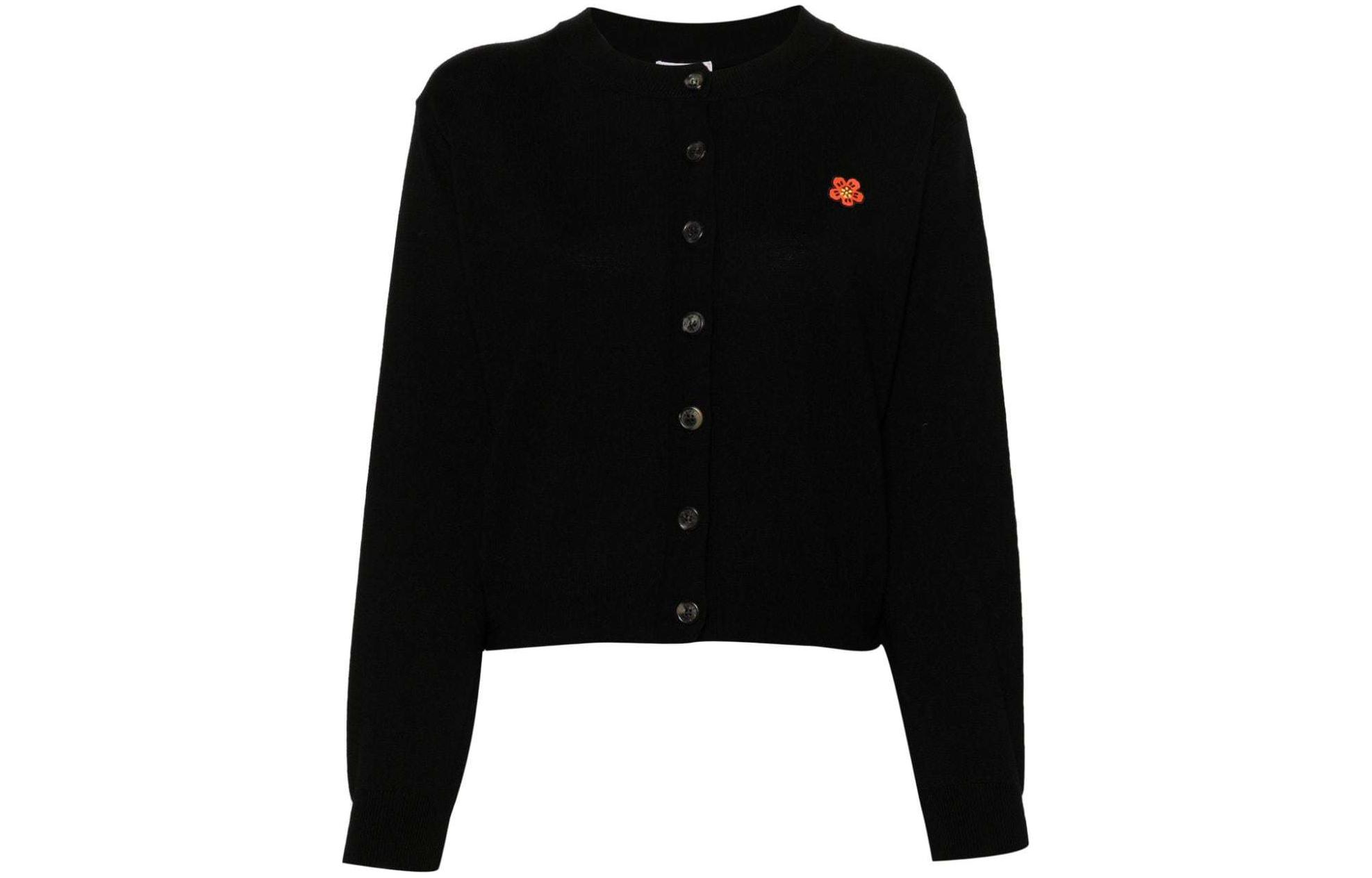 Order (Women) KENZO  Black Crewneck Button-Up Long Sleeve Sweater FE52CA4523LB99J