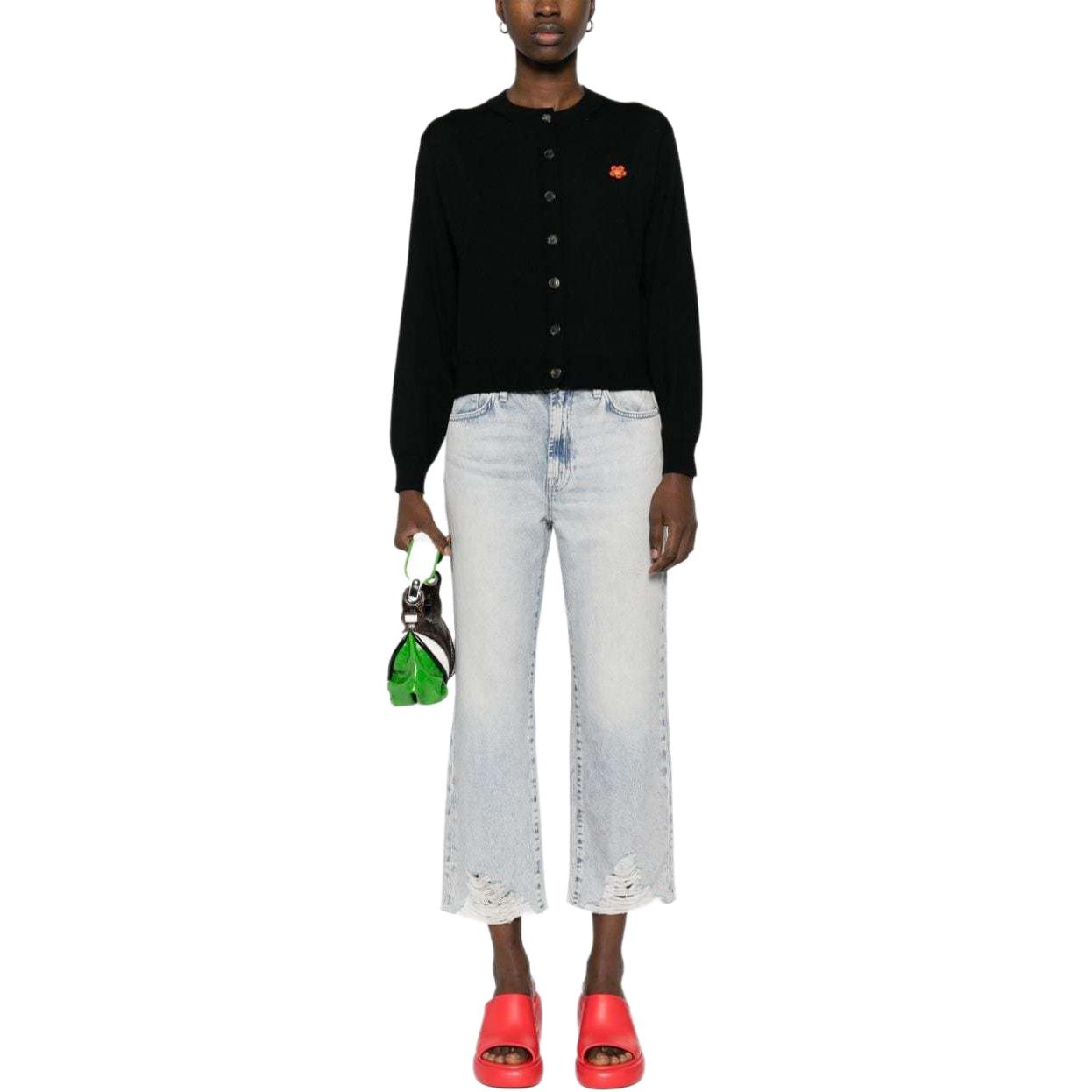 Lookbook (Women) KENZO  Black Crewneck Button-Up Long Sleeve Sweater FE52CA4523LB99J