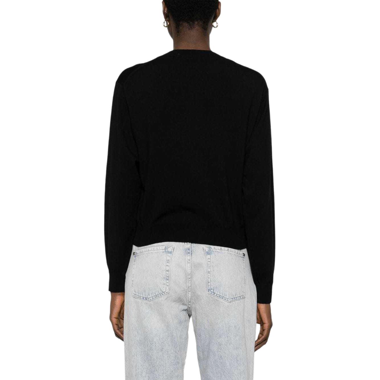 Shop (Women) KENZO  Black Crewneck Button-Up Long Sleeve Sweater FE52CA4523LB99J