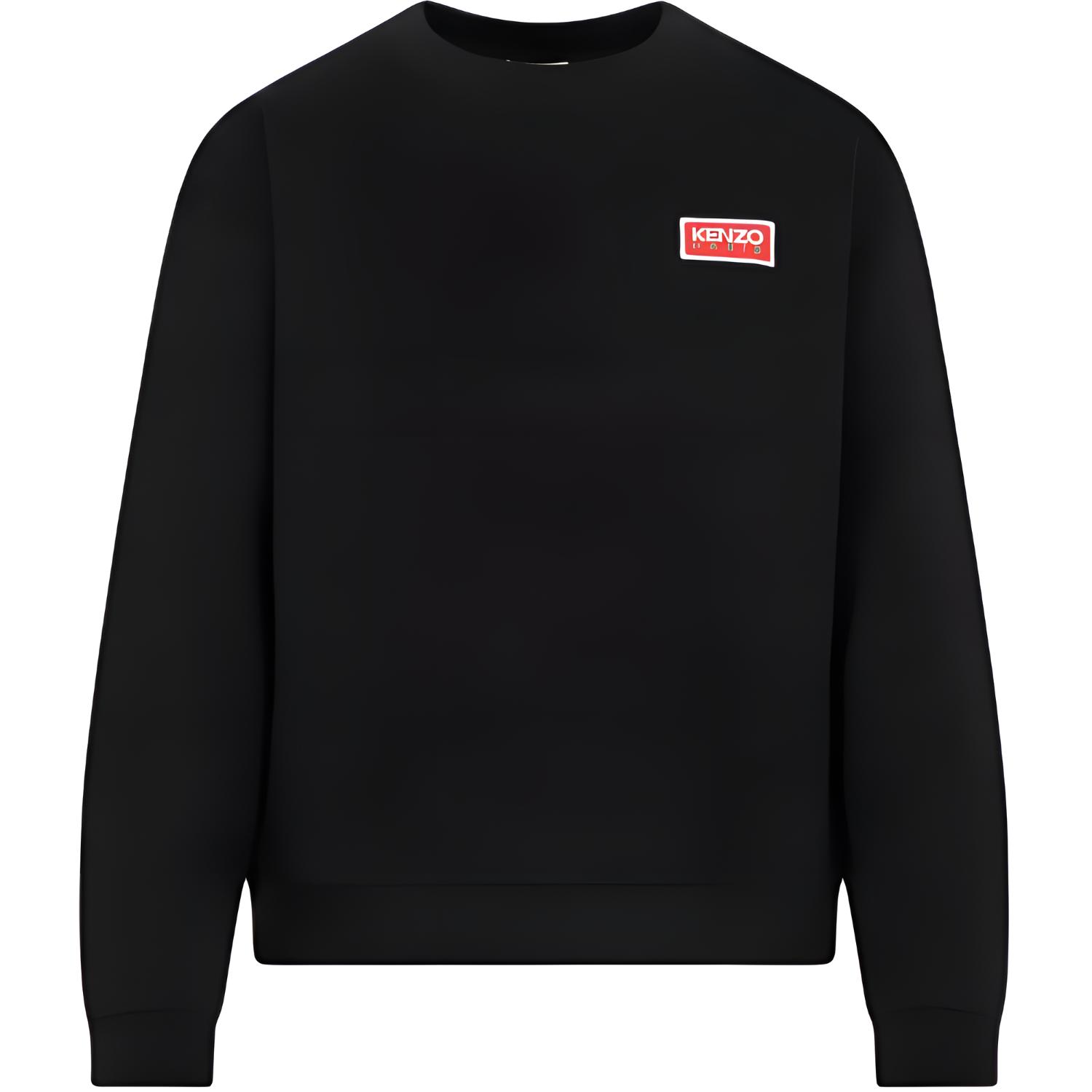 (Women) KENZO  Black Crewneck Logo Sweatshirt. POIZON240722984