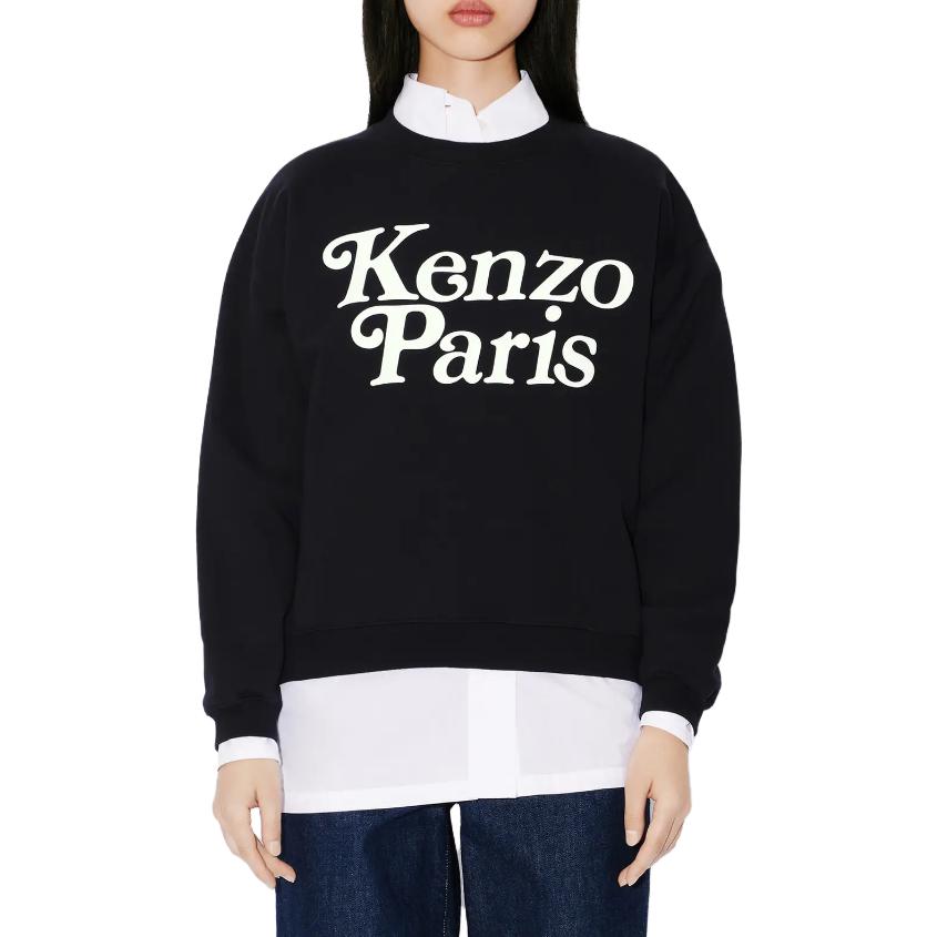 Shop (W) KENZO 黑色字母印花圓領長袖運動衫 FE52SW1274MF-99