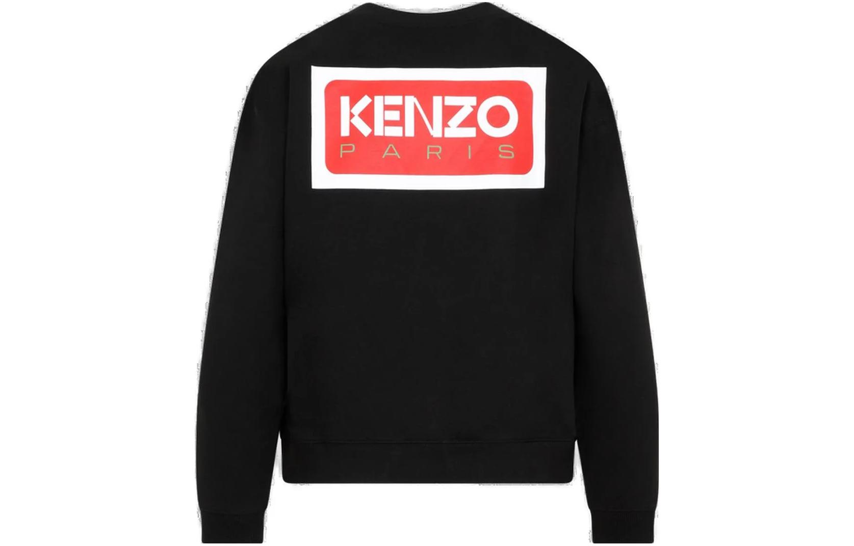Lookbook (Women) KENZO  Black Crewneck Sweatshirt with Solid Logo Patch. FD62SW0614MF-99J