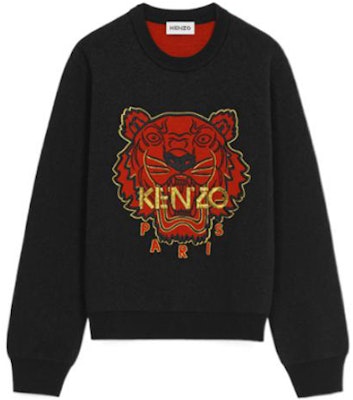 (Women) KENZO Black Embroidered Tiger Wool Sweater Long Sleeve Pullover. FC52PU645CXA-99 Order (Women) KENZO Black Embroidered Tiger Wool Sweater Long Sleeve Pullover. FC52PU645CXA-99