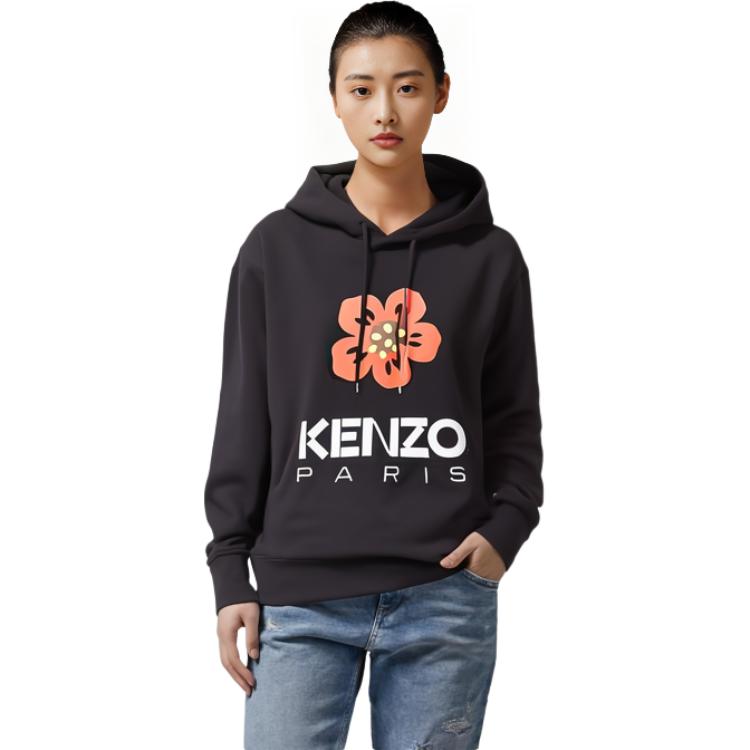 (Women) KENZO  Black Hoodie with Plant Graphic Print. FD62SW0634ME99J 圖 6