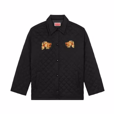(Women) KENZO Black Long-Sleeve Jacket with Animal Print and Button-Up Design FD62BL1829FM-99