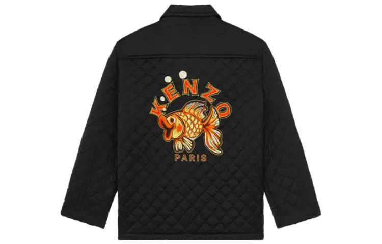 Lookbook (Women) KENZO  Black Long-Sleeve Jacket with Animal Print and Button-Up Design FD62BL1829FM-99