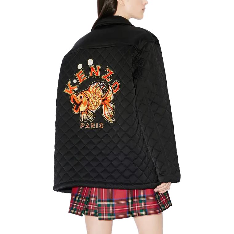 Purchase (Women) KENZO  Black Long-Sleeve Jacket with Animal Print and Button-Up Design FD62BL1829FM-99