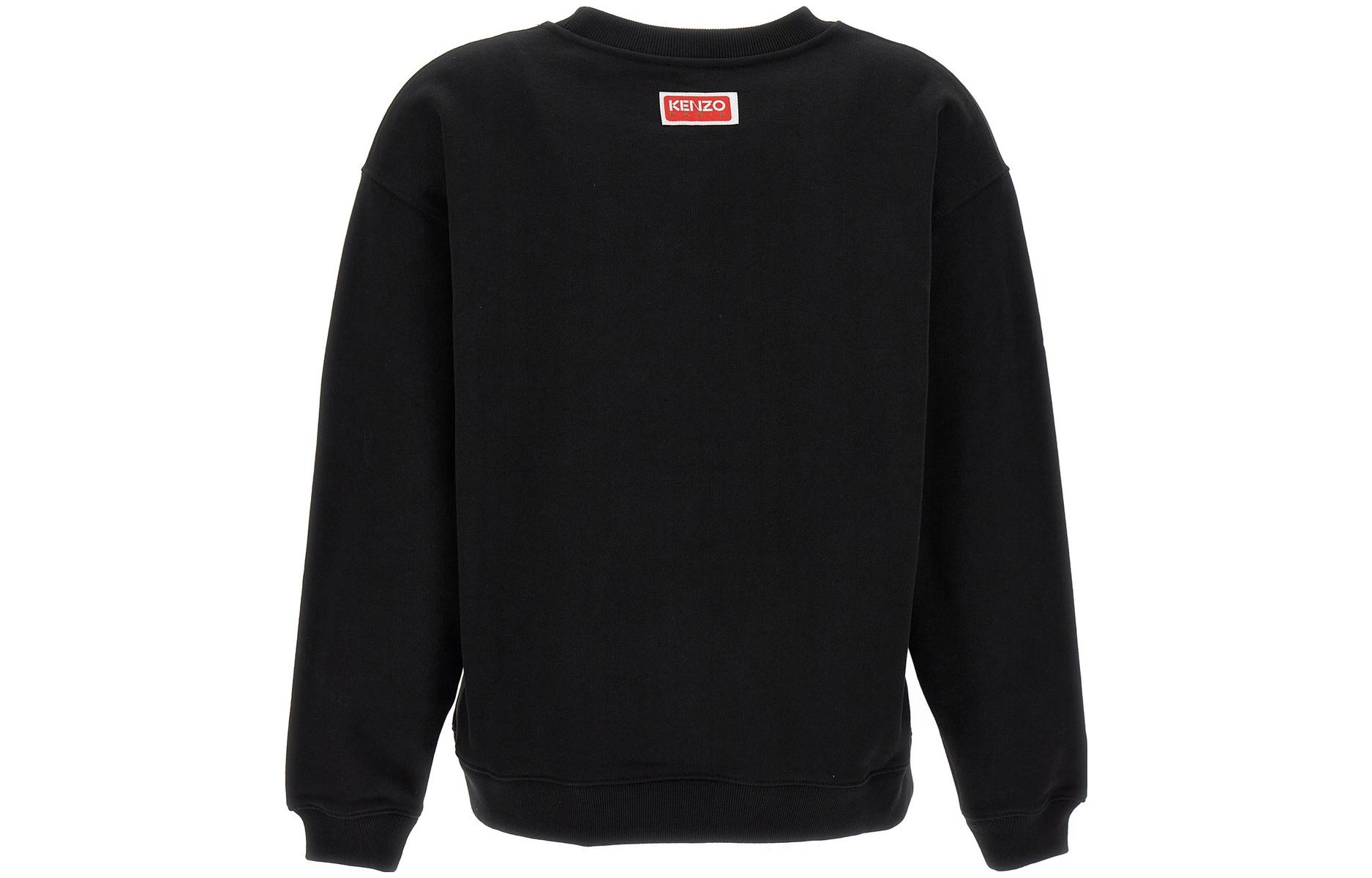 Lookbook (W) KENZO Sudadera Negra Manga Larga con Diseño de Flor Boke y Letras. FD52SW0364ME99J