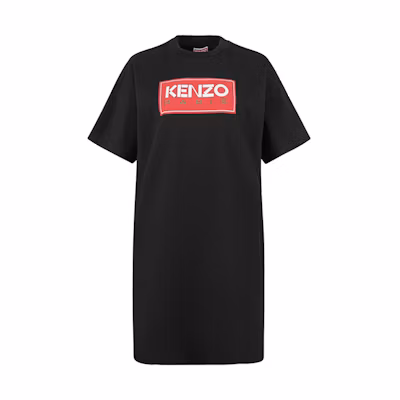 (Women) KENZO Black Loose-Fit Logo Cotton Mid-Length T-Shirt Dress. FC62RO7214SY-99A