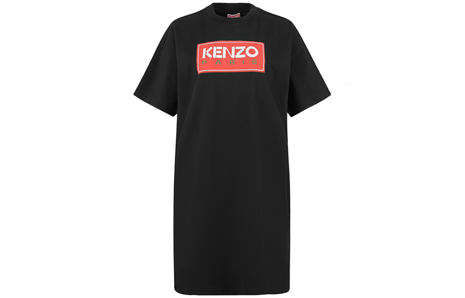 Order (W) KENZO 黑色宽松版型标志中长款棉质T恤连衣裙. FC62RO7214SY-99A