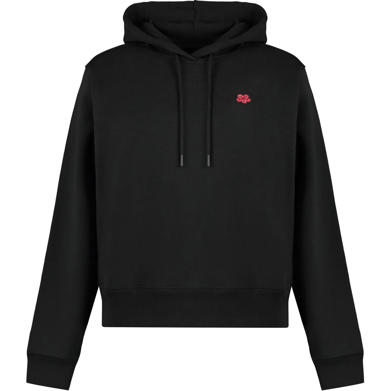 (Women) KENZO  Black Pullover Hoodie with Letter Pattern Print. FE62SW1624MT-99J