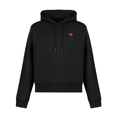 (Women) KENZO Black Pullover Hoodie with Letter Pattern Print. FE62SW1624MT-99J