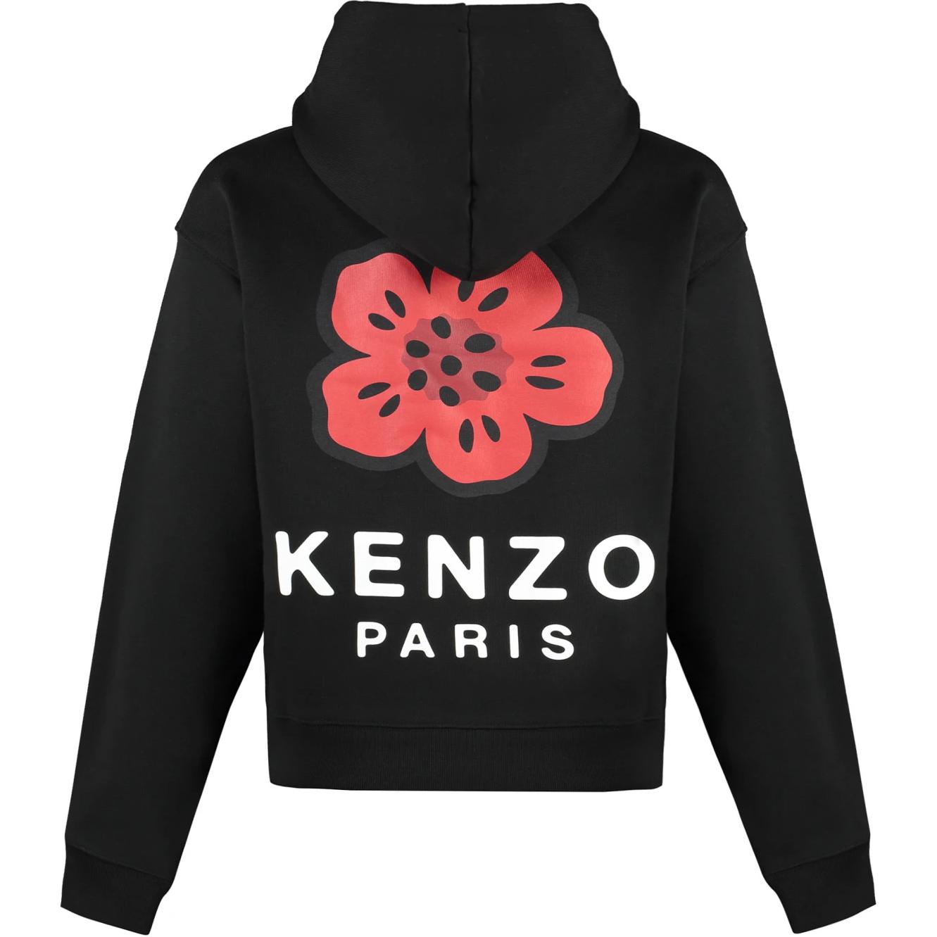 Lookbook (Women) KENZO  Black Pullover Hoodie with Letter Pattern Print. FE62SW1624MT-99J