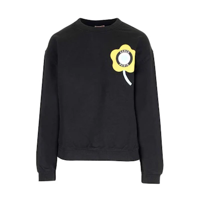 (Women) KENZO Black Sweatshirt with Solid Pattern Print. FD62SW0684MF99J