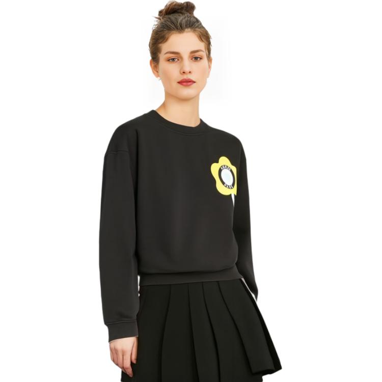 (Women) KENZO  Black Sweatshirt with Solid Pattern Print. FD62SW0684MF99J 圖 6