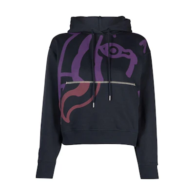 (Women) KENZO Blue Abstract Print Pullover Hoodie. FB62SW6624MO-79