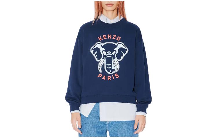 (Women) KENZO  Blue Crewneck Sweatshirt with Logo Graphic Print. FE52SW1364MF-77