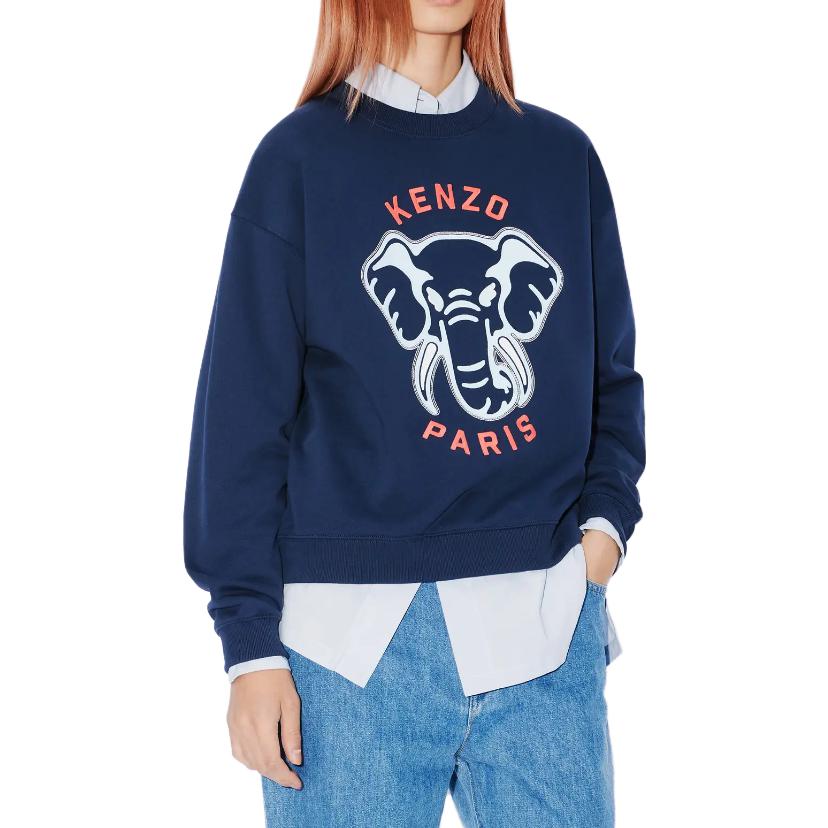 (Women) KENZO  Blue Crewneck Sweatshirt with Logo Graphic Print. FE52SW1364MF-77 圖 3