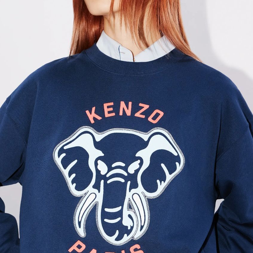 (Women) KENZO  Blue Crewneck Sweatshirt with Logo Graphic Print. FE52SW1364MF-77 圖 6