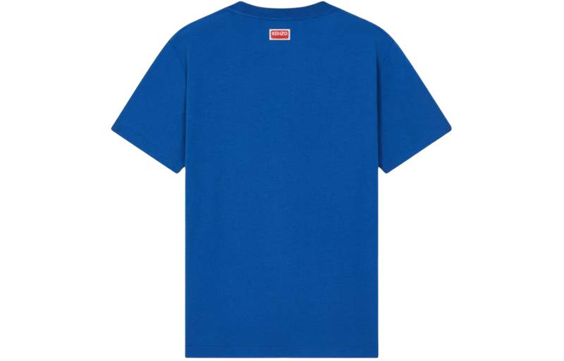 Lookbook (W) KENZO Camiseta Azul Floral con Logo Gráfico de Manga Corta y Cuello Redondo. FD52TS0394SO-74