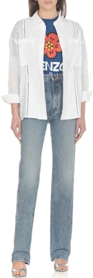 (W) KENZO Camiseta Azul Floral con Logo Gráfico de Manga Corta y Cuello Redondo. FD52TS0394SO-74 Shop (W) KENZO Camiseta Azul Floral con Logo Gráfico de Manga Corta y Cuello Redondo. FD52TS0394SO-74