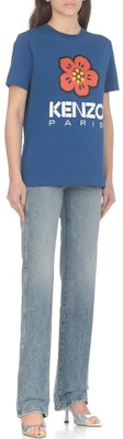 (W) KENZO Camiseta Azul Floral con Logo Gráfico de Manga Corta y Cuello Redondo. FD52TS0394SO-74 Purchase (W) KENZO Camiseta Azul Floral con Logo Gráfico de Manga Corta y Cuello Redondo. FD52TS0394SO-74