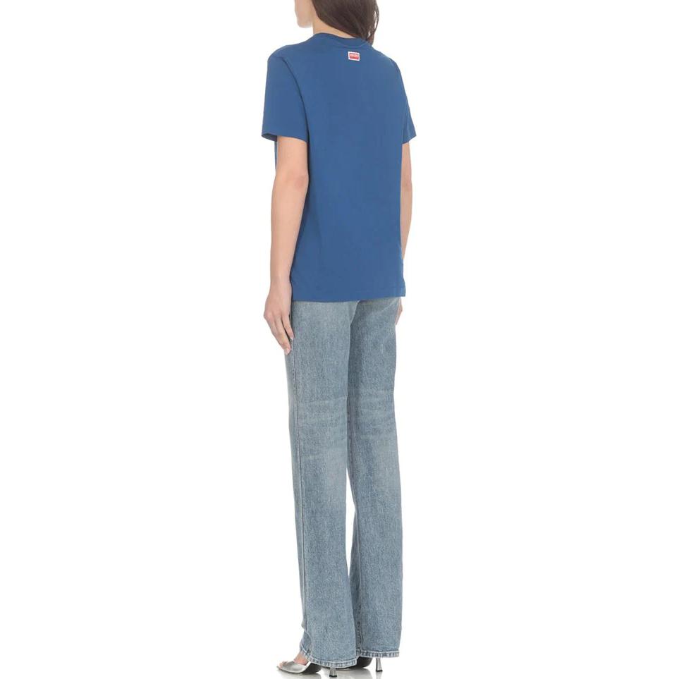 Details for (W) KENZO Camiseta Azul Floral con Logo Gráfico de Manga Corta y Cuello Redondo. FD52TS0394SO-74