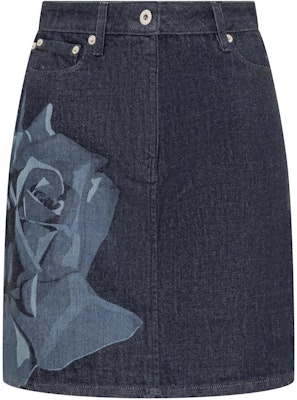 (W) ケンゾー ブルー フローラルプリント ジップ ミッドウエスト カジュアル ミニスカート FE52DJ2746B-7DM Order (W) ケンゾー ブルー フローラルプリント ジップ ミッドウエスト カジュアル ミニスカート FE52DJ2746B-7DM