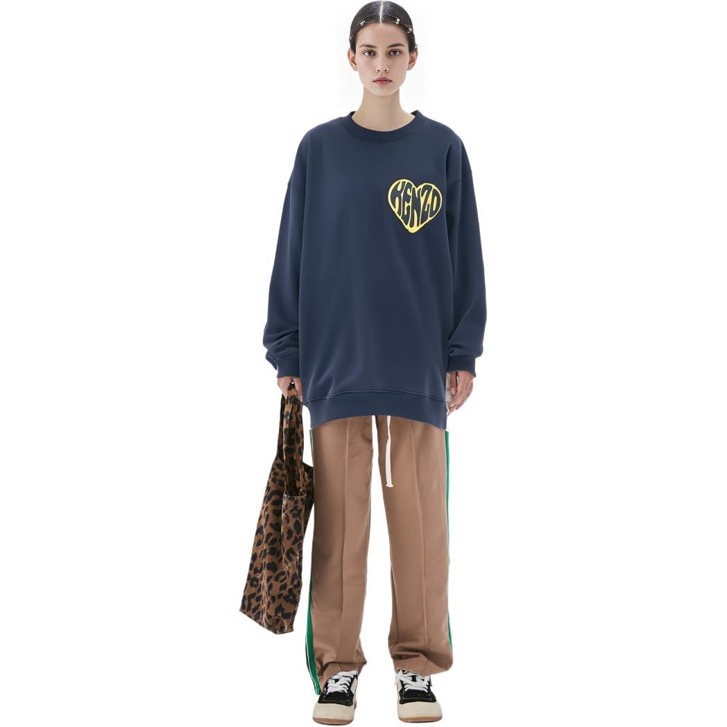 Shop (W) KENZO Sudadera Azul con Estampado de Corazón y Ajuste Holgado. FD62SW0754MC-77