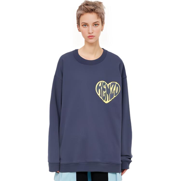 Purchase (W) KENZO Sudadera Azul con Estampado de Corazón y Ajuste Holgado. FD62SW0754MC-77