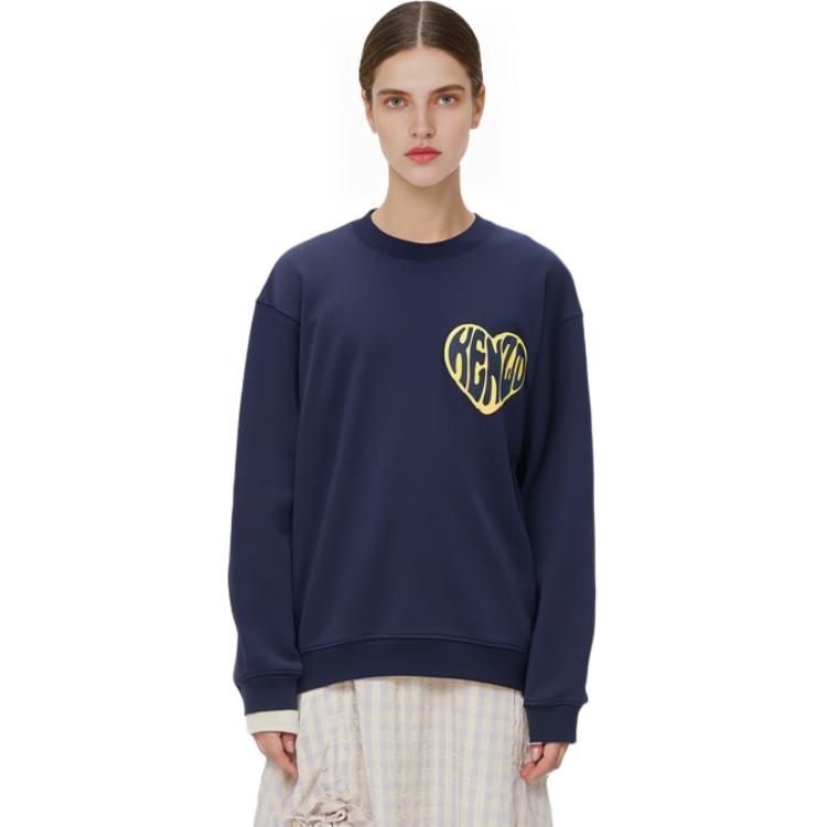 Sizing (W) KENZO Sudadera Azul con Estampado de Corazón y Ajuste Holgado. FD62SW0754MC-77