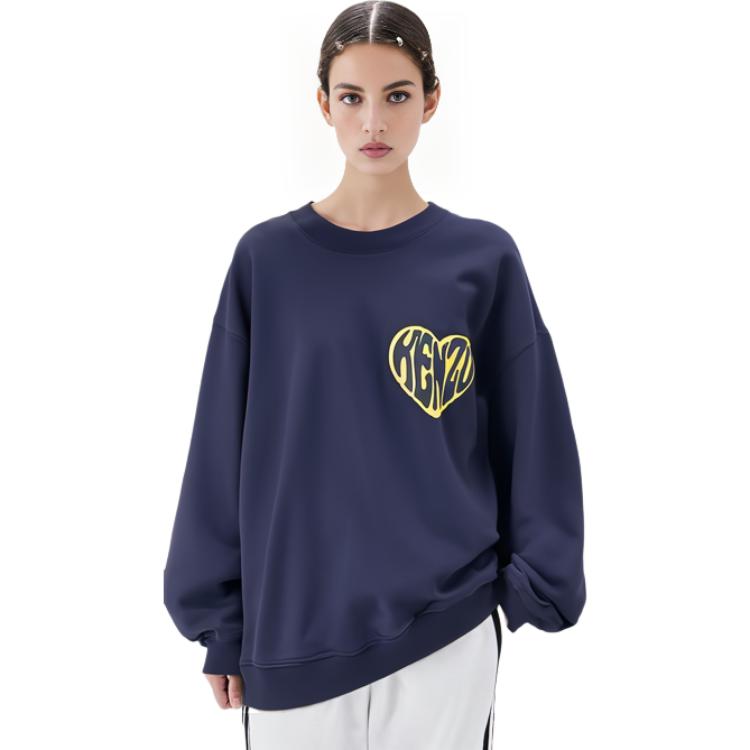 Cheap (W) KENZO Sudadera Azul con Estampado de Corazón y Ajuste Holgado. FD62SW0754MC-77