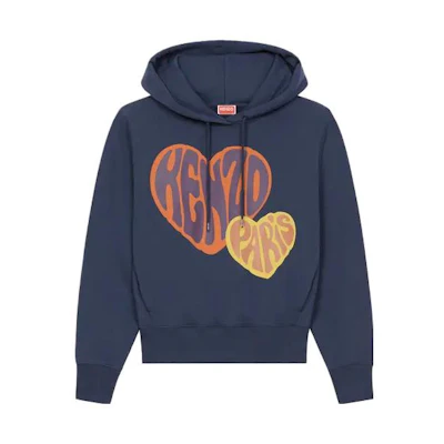 (Women) KENZO Blue Heart Print Hoodie. FD62SW0764MC-77