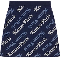 (Women) KENZO Blue Logo Printed Mid-Waist Casual Skirt. FE52JU4573CB-77 (Women) KENZO Blue Logo Printed Mid-Waist Casual Skirt. FE52JU4573CB-77