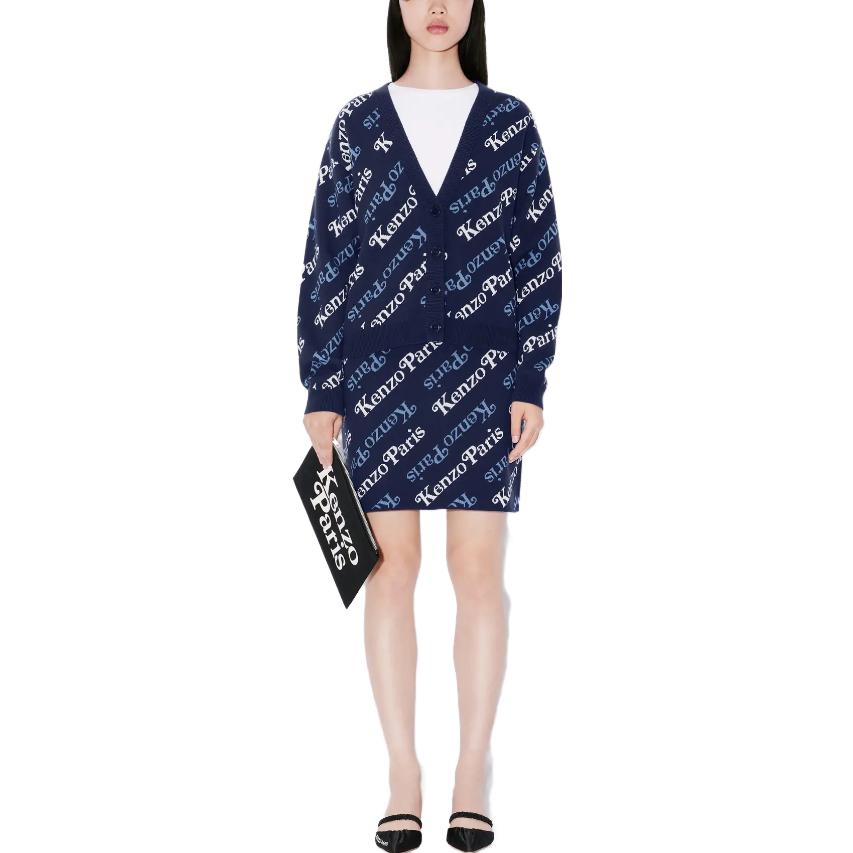 Shop (W) KENZO 蓝色标志印花中腰休闲半身裙. FE52JU4573CB-77