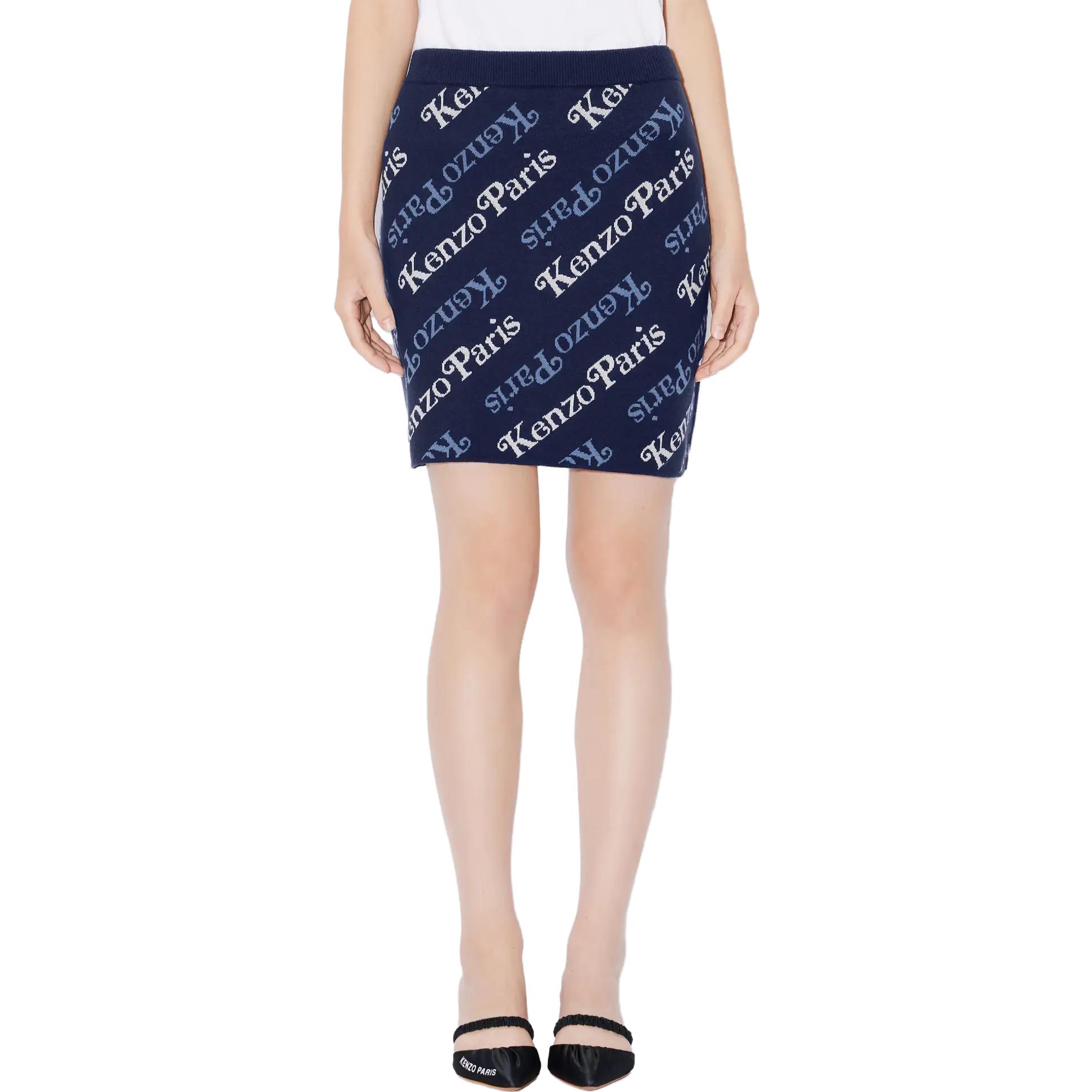 Purchase (W) KENZO 蓝色标志印花中腰休闲半身裙. FE52JU4573CB-77