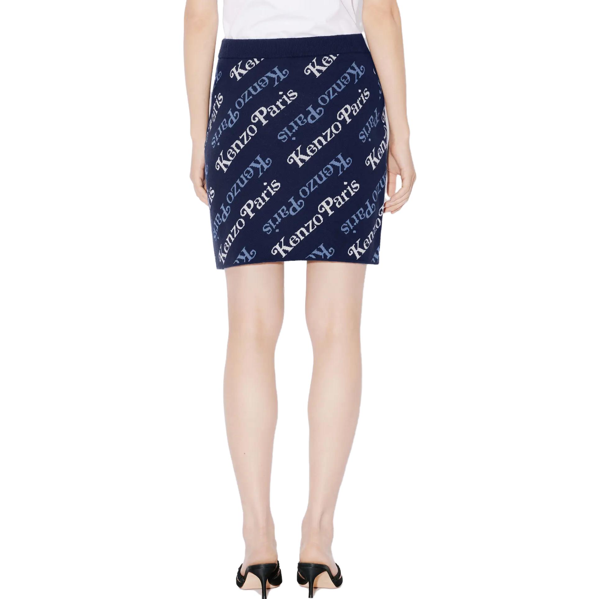 Details for (W) KENZO 蓝色标志印花中腰休闲半身裙. FE52JU4573CB-77
