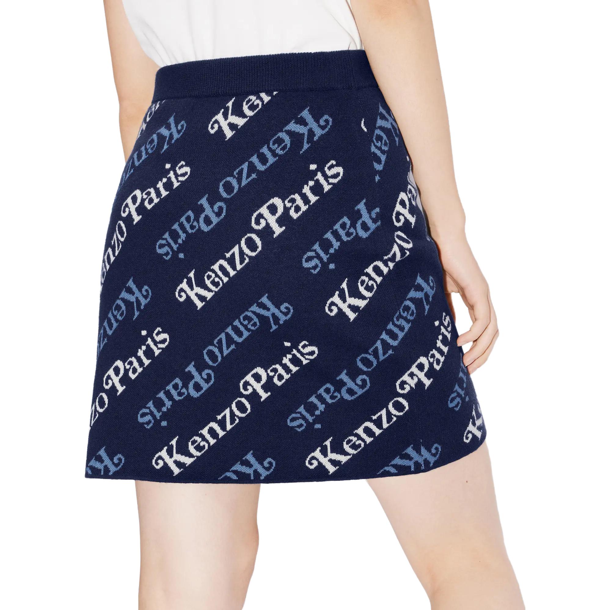 Sizing (W) KENZO 蓝色标志印花中腰休闲半身裙. FE52JU4573CB-77