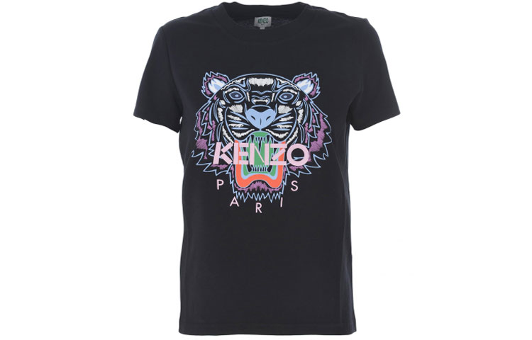 (Women) KENZO  Colorful Tiger Graphic T-Shirt Black F952TS7214YB-99