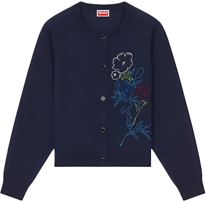 (W) KENZO 드로우 플라워 자수 가디건 미드나잇 블루. FE52CA4563BK-77 Buy (W) KENZO 드로우 플라워 자수 가디건 미드나잇 블루. FE52CA4563BK-77
