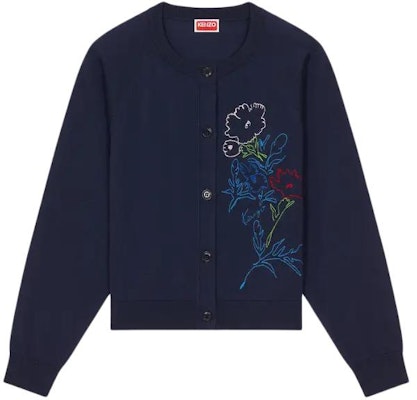 (W) KENZO 드로우 플라워 자수 가디건 미드나잇 블루. FE52CA4563BK-77 Order (W) KENZO 드로우 플라워 자수 가디건 미드나잇 블루. FE52CA4563BK-77