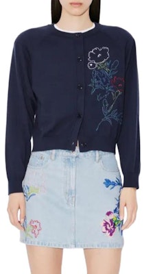 (W) KENZO 드로우 플라워 자수 가디건 미드나잇 블루. FE52CA4563BK-77 Shop (W) KENZO 드로우 플라워 자수 가디건 미드나잇 블루. FE52CA4563BK-77